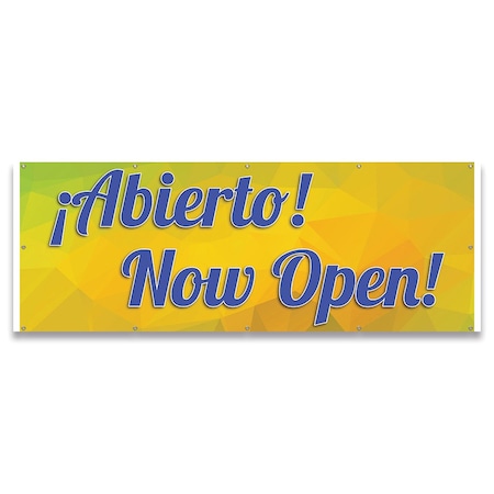 Signmission Abierto Now Open Banner Concession Stand Food Truck Single Sided B-120-30006